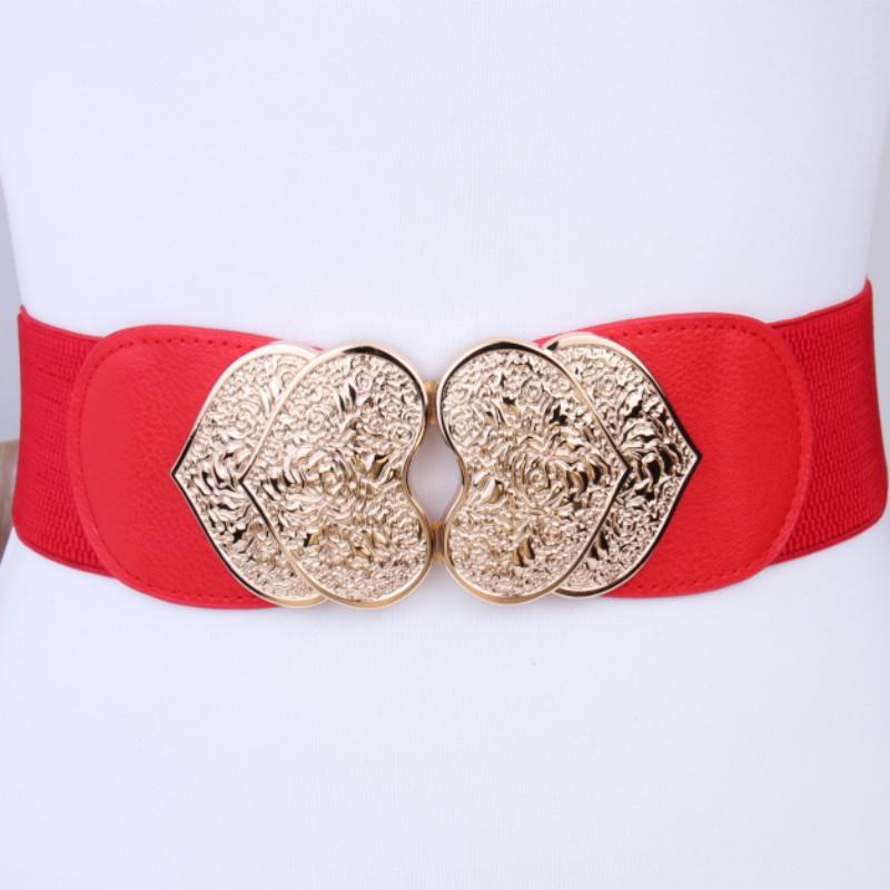 Cooler Gürtel Damen Retro Graviertes Schnallenpaar Taillensiegel Kleiderdekoration Elastischer Elastischer Breiter Gürtel