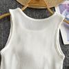 Summer Women Chic Sleeveless Cartoon Knitted Sweater Short Pullover Vest for College Girl