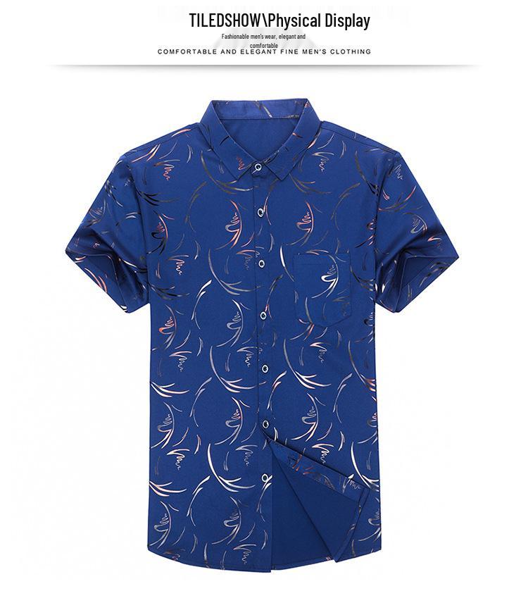 Herren Business Casual Bedrucktes Kurzarmhemd - Kentkragen, Trendige Mittelalterliche & Junge Stile