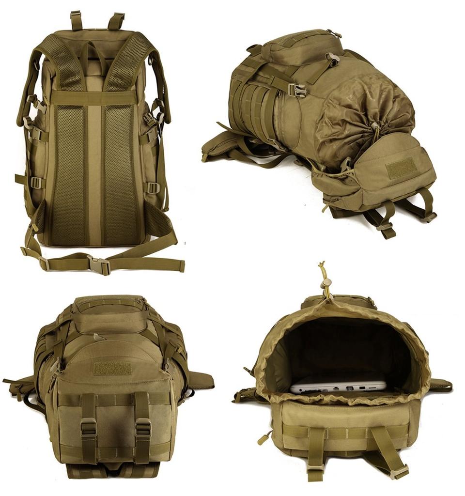 60L Große Kapazität Breite Öffnung 5 Farben Camouflage Wasserdicht Stoßfest Unisex Militärfan Alpinrucksack Taktischer Rucksack Outdoor-Rucksack Groß