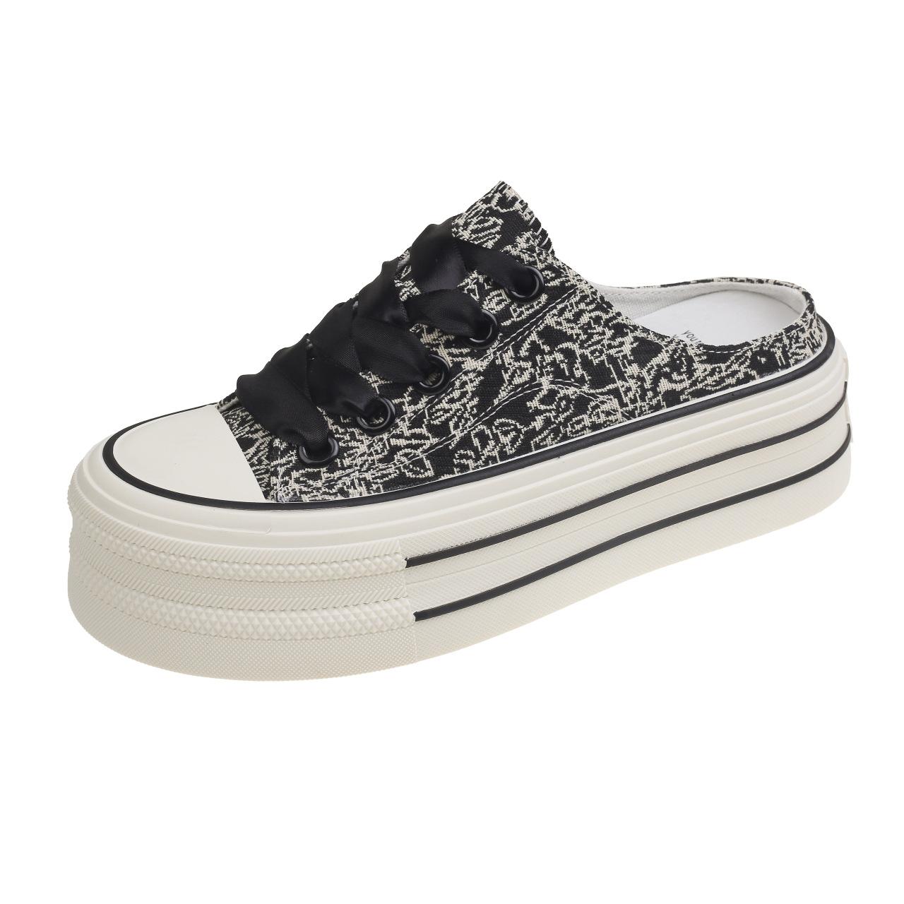 

ins Корейская версия парусиновых туфель для женщин 2025 года, летняя новая универсальная студенческая дышащая полускользящая повседневная женская обувь на толстой подошве 35 чёрный