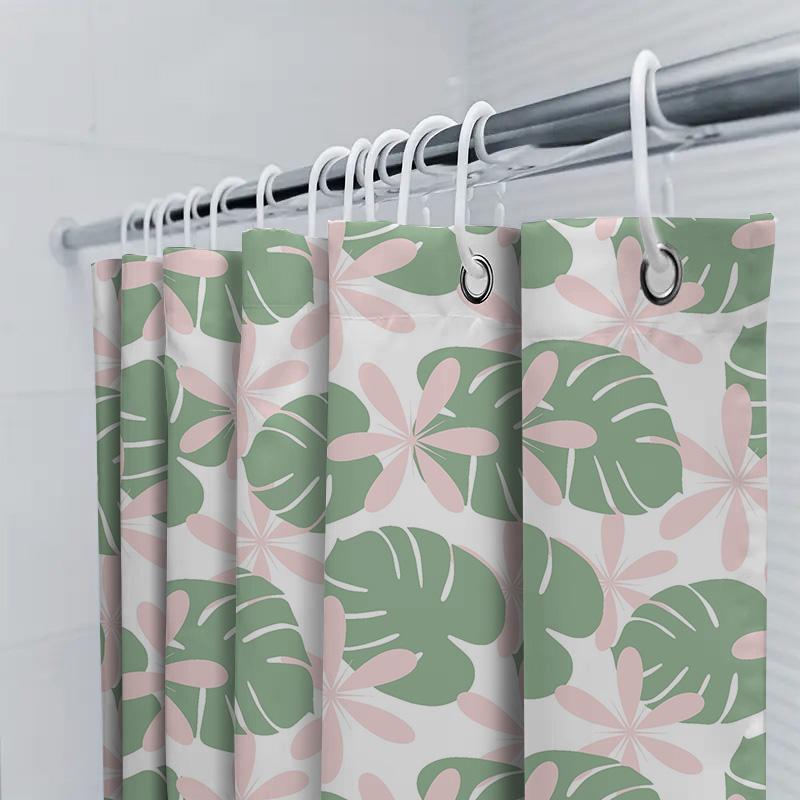 Grüner Monstera Duschvorhang Wasserdicht Dekorative Badezimmerdekoration Für Kinderbadezimmer