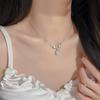 New small square diamond necklace women's light luxury versatile pendant niche neck chain premium collarbone chain jewelry
