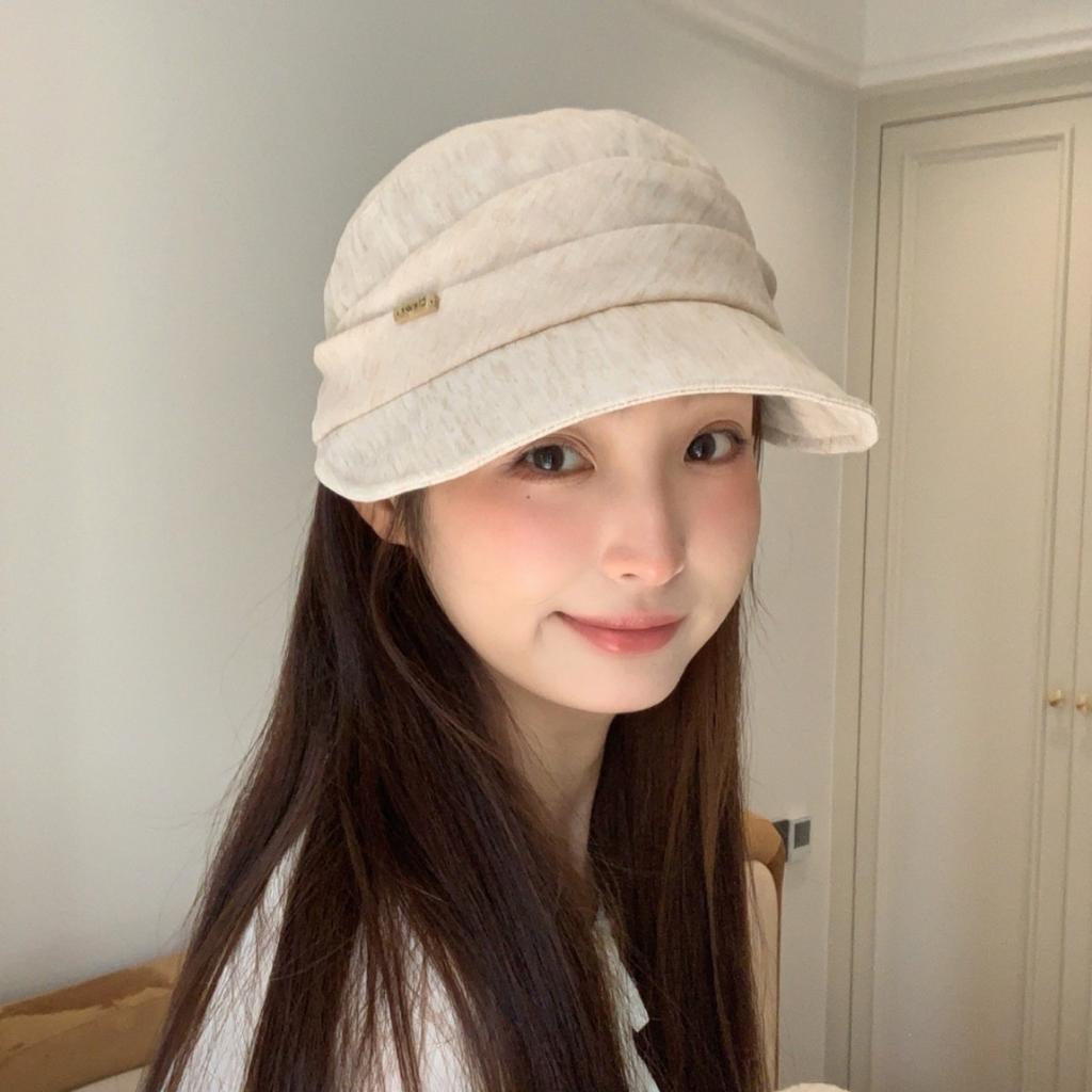 New Retro Newsboy Hat Pleated Simple Temperament Beret Spring and Summer Literary Face Little Peaked Cap
