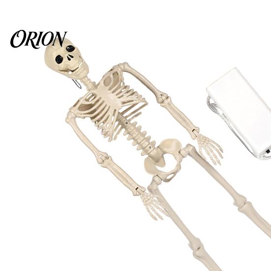 Durable Plastic Skeleton 36 Inches LED Light Up Halloween Skeleton, 3FT Life Size Full Body Cemetery Themed Landscaping Posable Human Bones