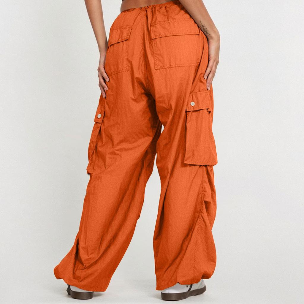 Women Loose Cargo Pants Hip Hop Sports Pants Drawstring Loose Wide Leg Casual Pants