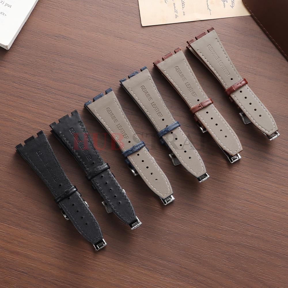 Top Layer Genuine Cowhide Watch Strap for AP Audemars 15400 15703 26320 Royal Oak Offshore Series Men27mm Black Brown Watch Band