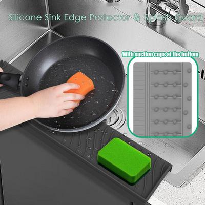 Kitchen Faucet Silicone Mat Drip Protection Pads Faucet Water Catcher Mat Sink Drain Pad Waterproof Non-slip Sink Protector