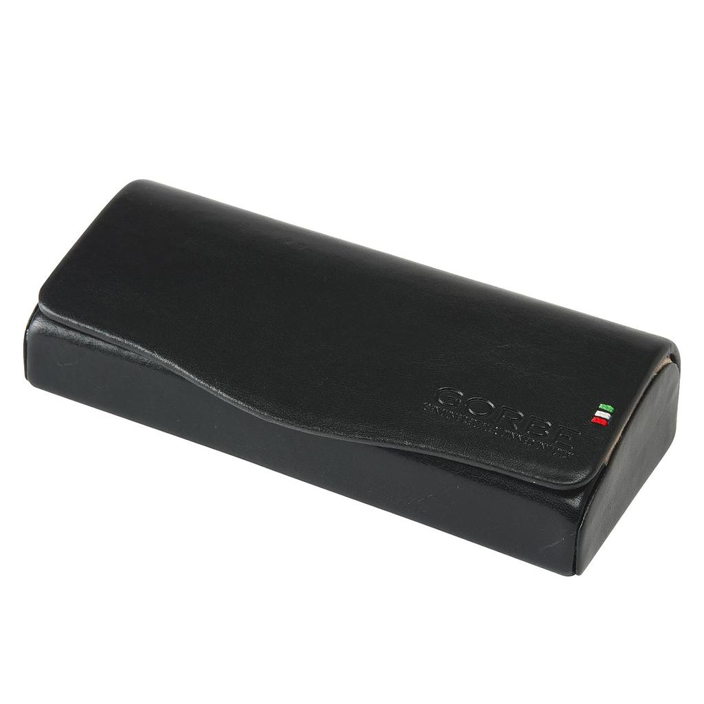 GORBE Glasses Italian Leather Case, (Black)