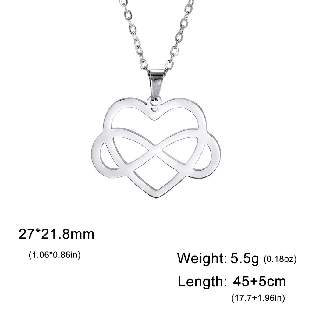 Minimalist Hollow-Out Infinity Heart Pendant Titanium Steel Necklace