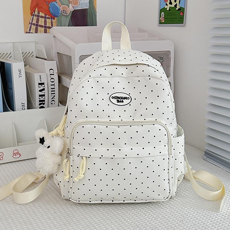 Schoolbag Polka Dot Cute Backpack Japanese ins Simple Versatile Backpack Women's Light Commuter Leisure Travel Student School Bag