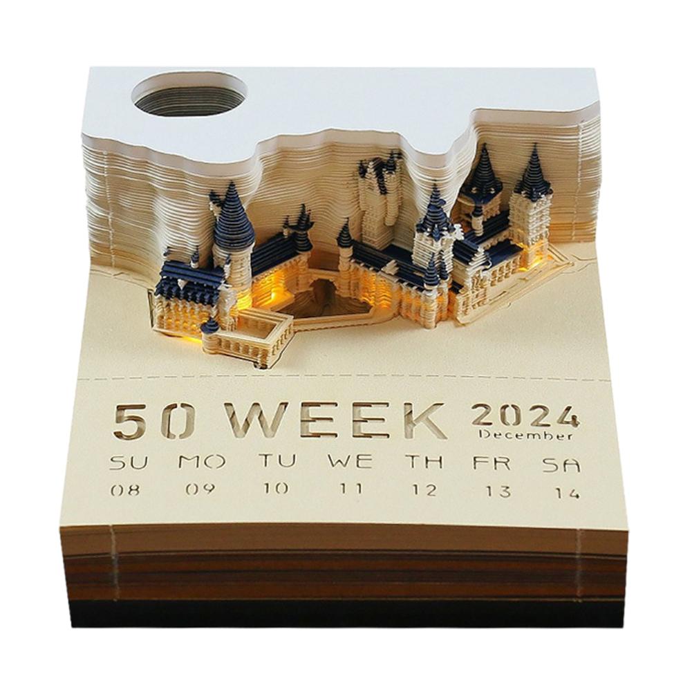 2024 Calendar Memo Pad 3D Carving Notepad Tear Off Paper Memo Pad Block Notes Creative Cherry Blossom Tree Calendar Ornaments