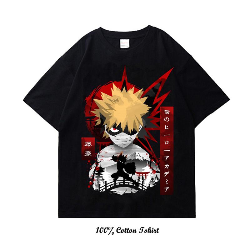 My Hero Academia Graphic Print T Shirt Vintage Harajuku Streetwear Short Sleeve Plus Size Cotton Crew Neck T Shirt Women Unisex