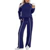 Women's Relaxed Fit Tracksuit Long Sleeve Crew Neck Sweatshirt Drawstring Waist Split Flare Pants