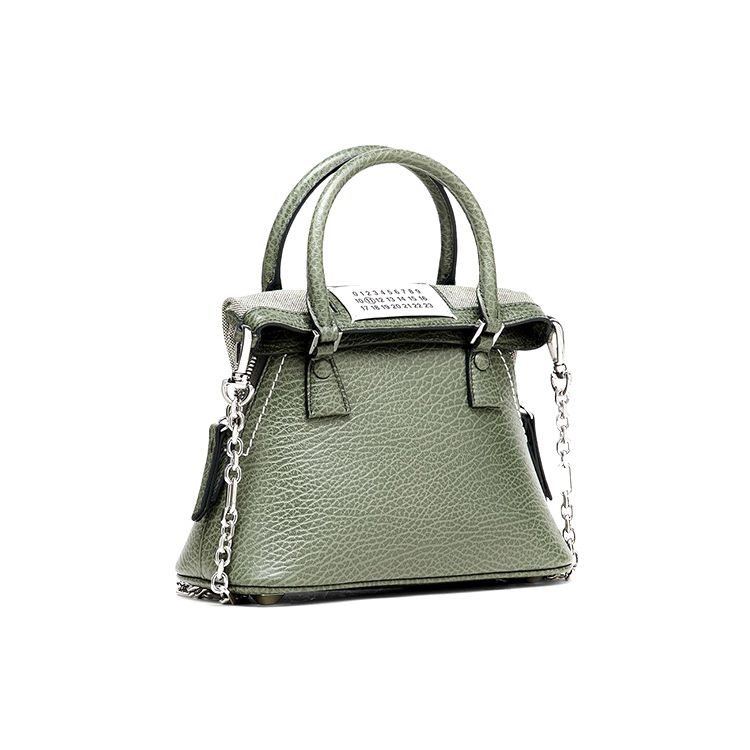 Maison Margiela 5AC Four Stitch Digital Logo Multi-Use Pebbled Leather Chain Shell Shoulder Bag Women shoulder bag Light-Green S56WG0081P4348T7166