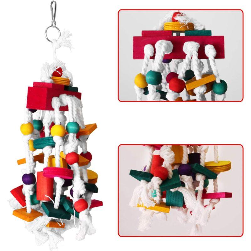 Bird Chewing Toy - Parrot Cage Bite Toys Wooden Block Bird Parrot Toys for Small and Medium Parrots and Birds