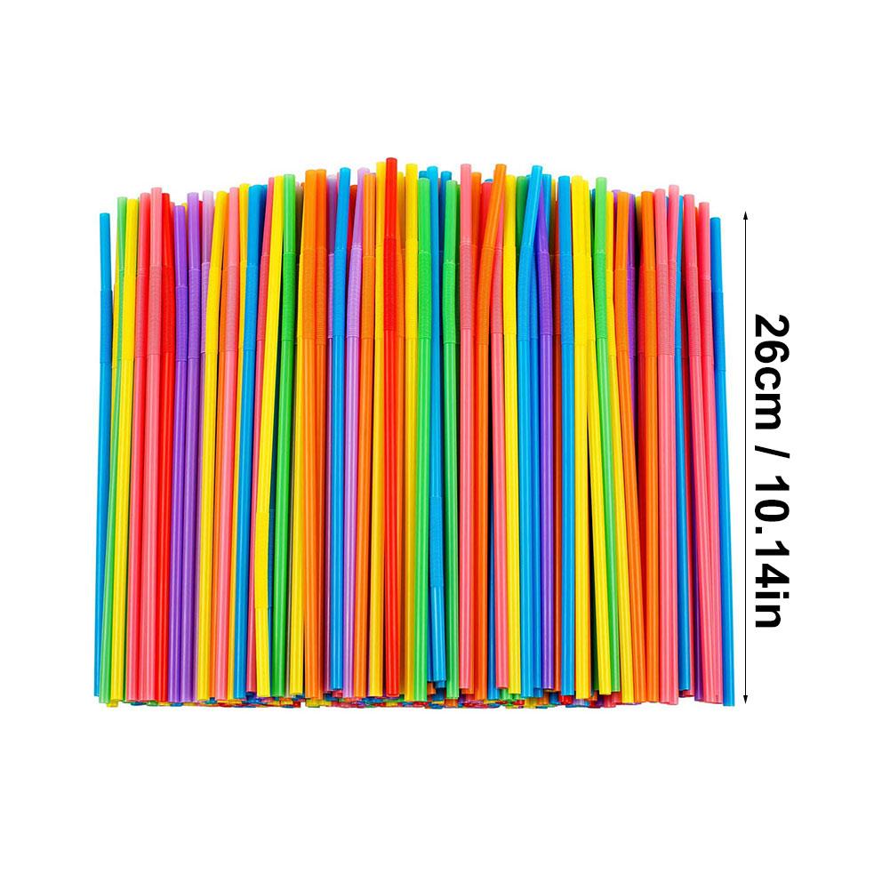 100PCS Colorful&Black Flexible Plastic Drinking Straws Milk Tea Bar Party Wedding Kitchen Beverage Straw For Home Accessories