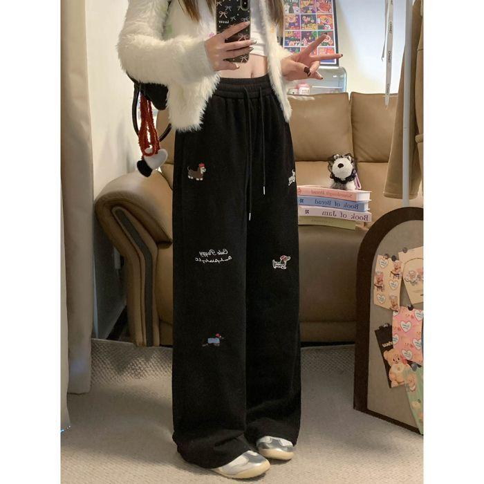 

Трехмерная талия плюс бархатные утолщенные вышитые повседневные брюки для женщин зимние виды спорта спортивные брюки с высокой талией XL