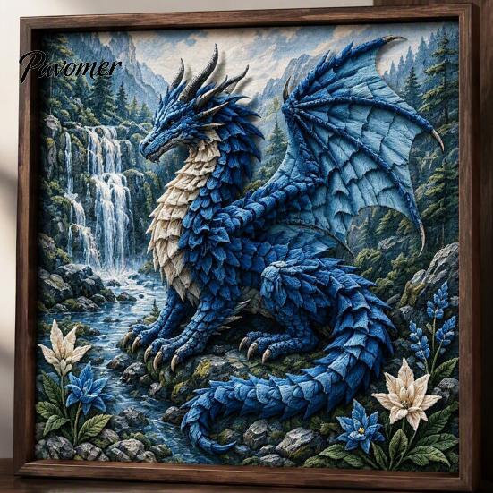 Set Creativo Drago Fantasy Kit Poke Art su Tessuto, Progetto Decorazione Stanza Tema Mitico 3D, Kit Creativo Senza Cuciture per Adulti, Decorazione Casa Fatta a Mano Stress