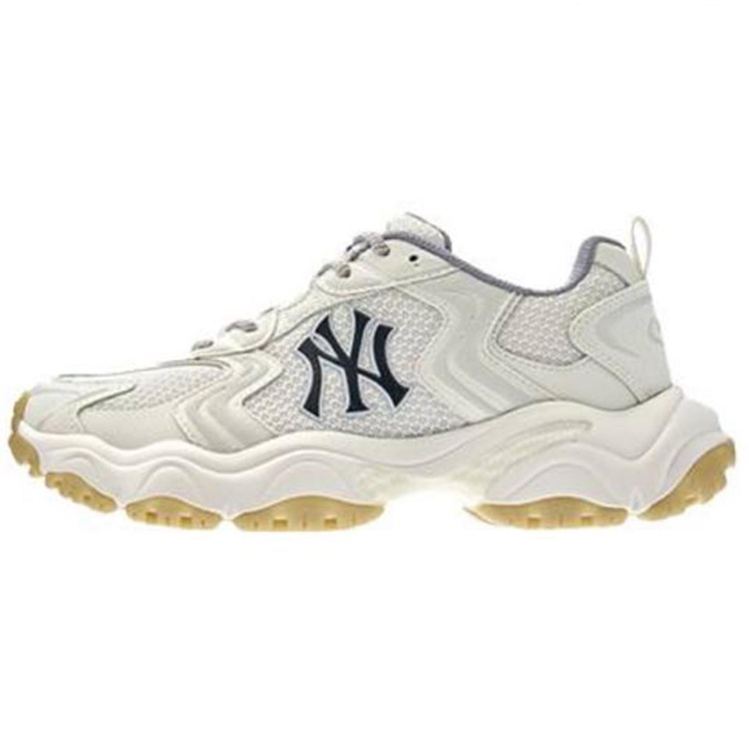 

MLB New York Yankees Breathable Lightweight Height Increasing Low top Chunky Sneakers Unisex Ivory White Sneakers 3ASHC055N-50IVS 38