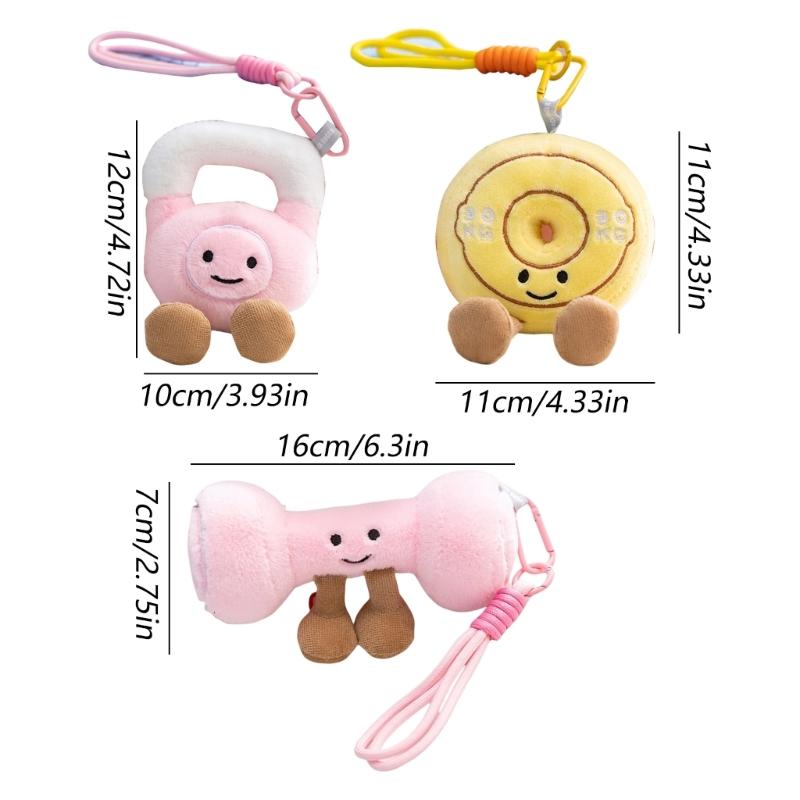 Dumbbell Kettlebell Barbell Plush Pendant Mini Gym Charm Soft Floppy Toy Desk Accessories Safe Kids Play Companion