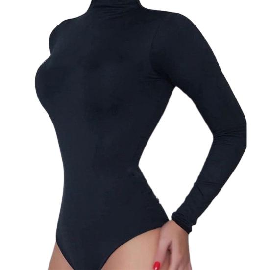 Women Bodysuit Solid Color Turtleneck Sexy Hip Wrap Stretchy One-Piece Underwear for Yoga