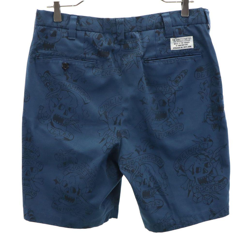 WACKO MARIA made in Japan Skull Pattern Shorts M Blue Men's Used
