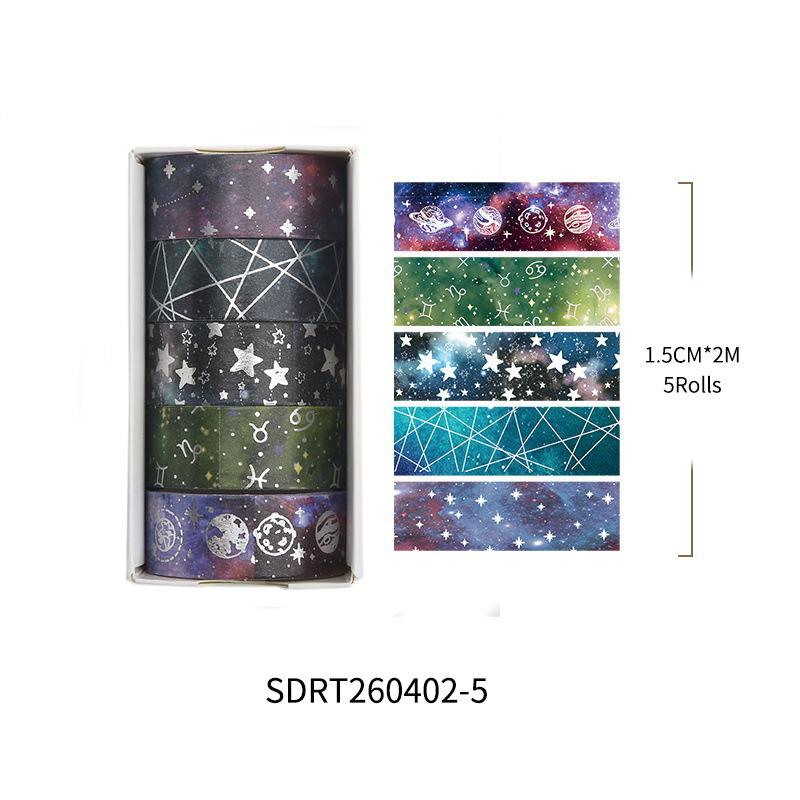 Sternenhimmel-Scheiben und Papierband Geheimnisvolle Sterne Mond Sonnenblume Diy Handgemachte Aufkleber Beliebtes Feuerwerksband