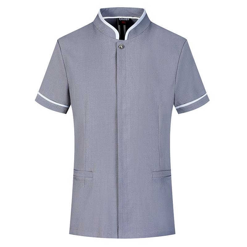 Chinese Style Short Sleeve Cleaning Uniform for Hotel and Office Staff