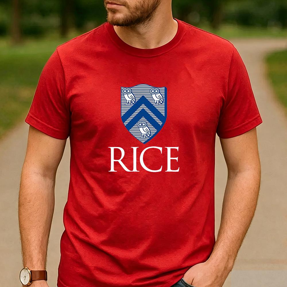 Vintage Rice University Houston Owl Shield Crest Aesthetic Graphic T Shirt Unisex Crew Neck Short Sleeve Alumni Gift Top