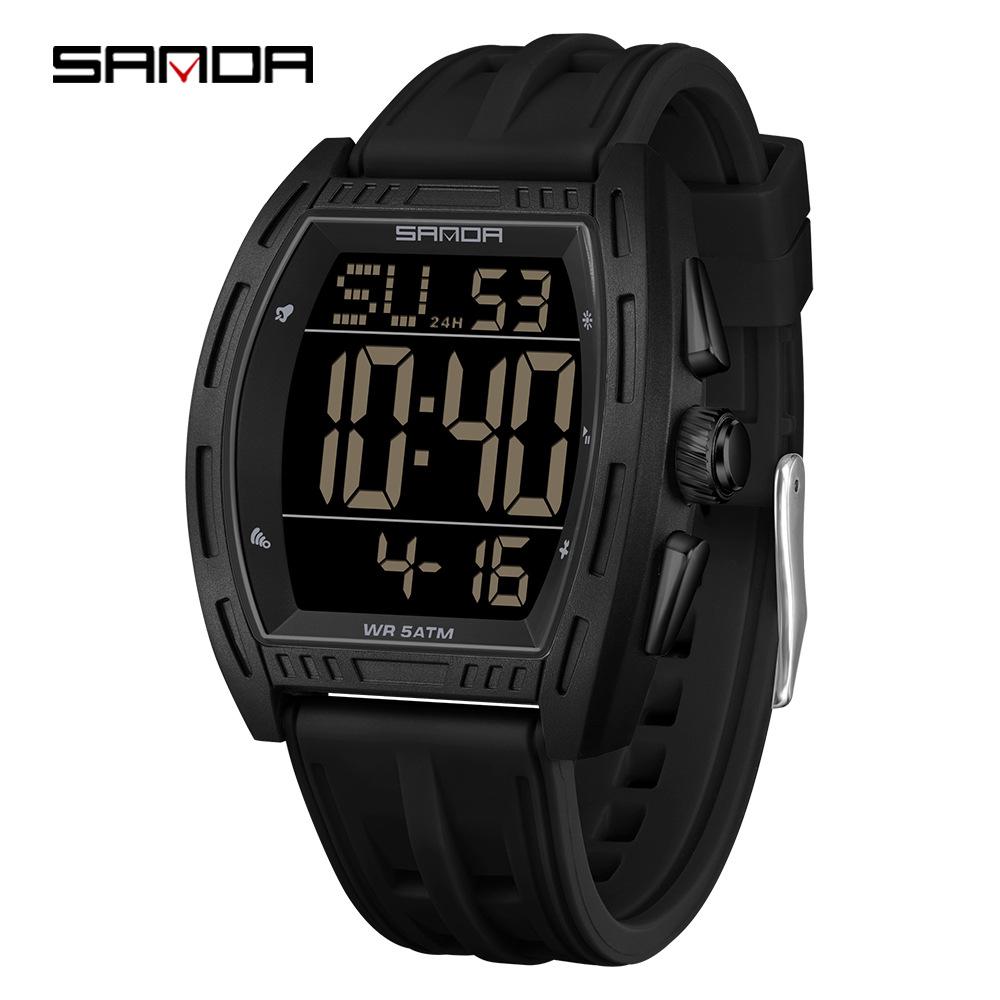 Sanda Student Dual-Time Waterproof Luminous Barrel-Shaped Watch for Men - Model 6328