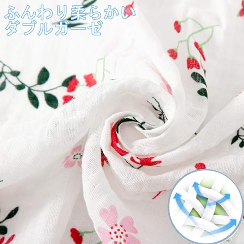 Set of 4 Gauze Baby Swaddles, Baby Bath Towels, Newborn Blankets, Nursing Covers, Swaddles, Baby Shower Gifts, 120*120cm, 100% Cotton, Girls