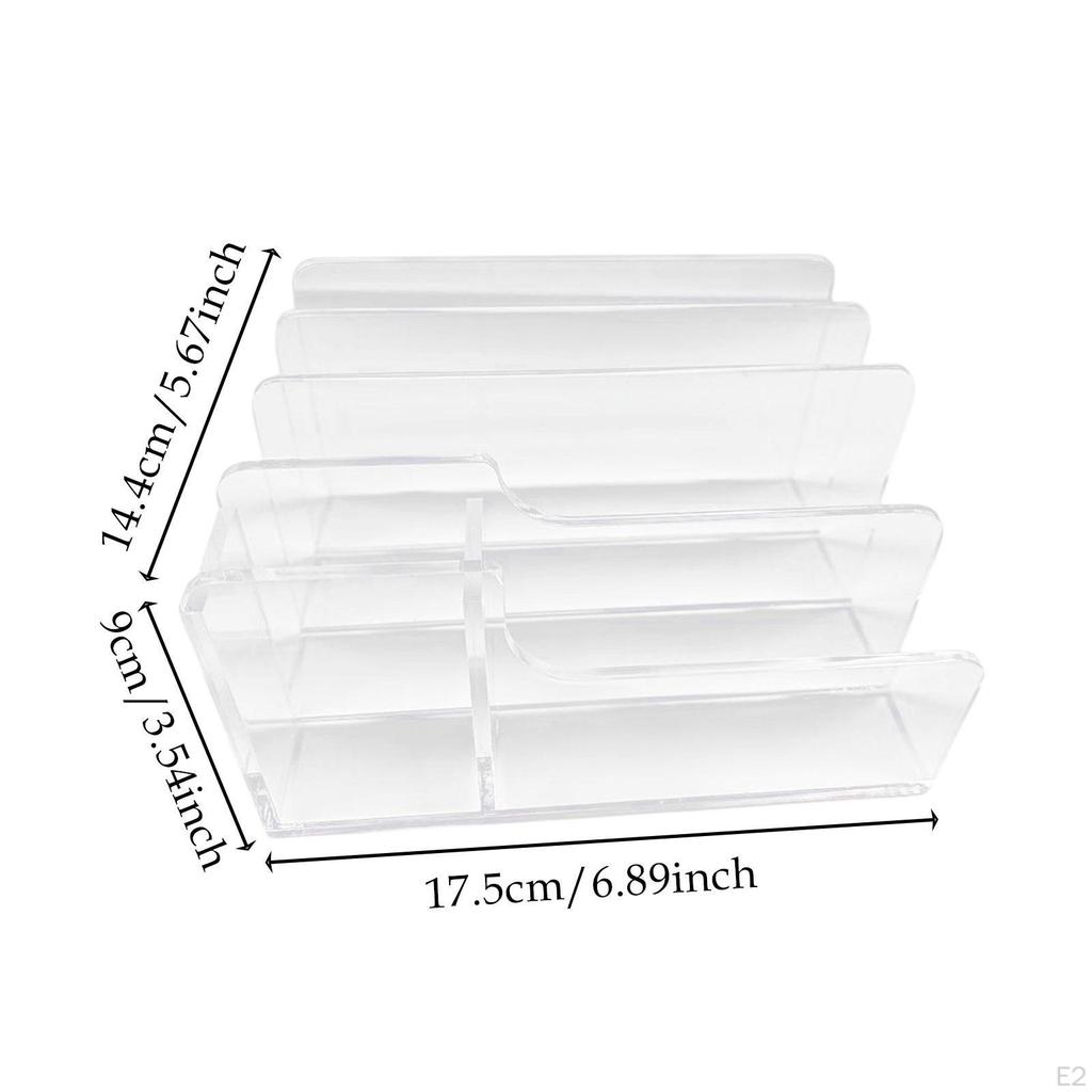 Acrylic Desk File Organizer Clear Stand Modern 4 Sections Desktop Folder Sorter for