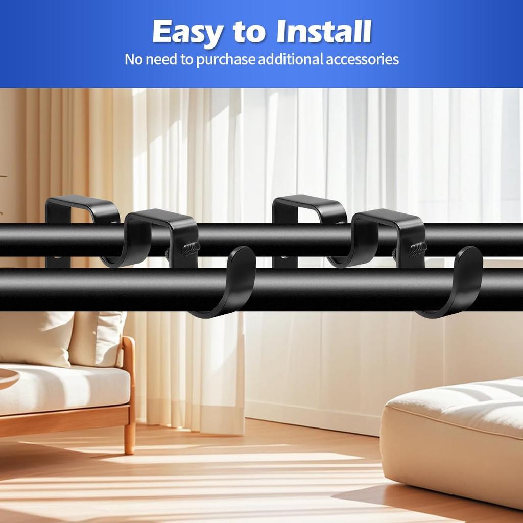 Creatyi Heavy Duty Double Curtain Rod Bracket Double Rod Holders for 1 1/4 Inch and 3/4 Inch Rod (2 PCS, Black)