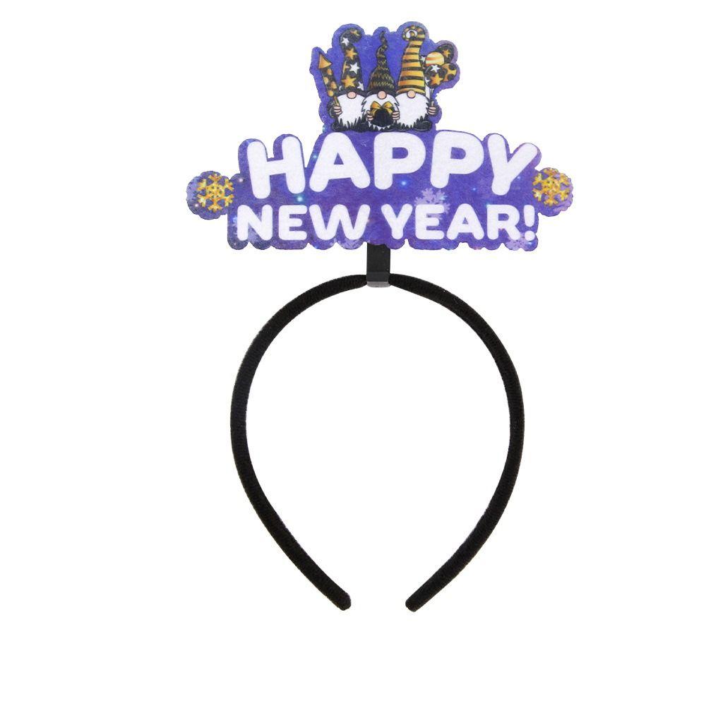 Sequin 2024 Happy New Year Headband Tinsel New Year Headdress Christmas Headpiece  New Year Gift
