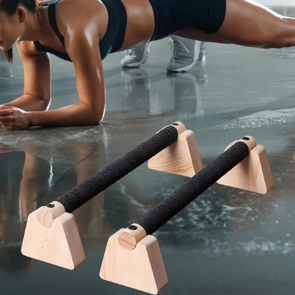 1 Pair Non-slip Parallettes Bars Multipurpose Push-up Stand Wooden Push Up Bar  Home Workout