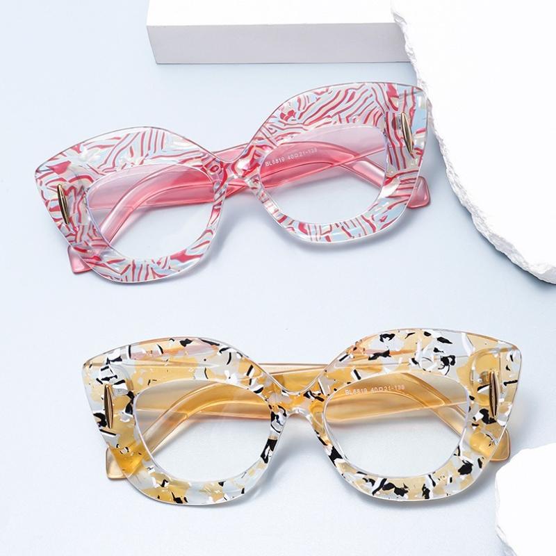 Men's and Women's New Anti-blue Light Cat-eye Reading Glasses Fashion Printing Frame High-definition Presbyopia Glasses +3.5+4.0