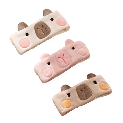 Weiches und saugfähiges Capybara-Kopfband für die tägliche Hautpflege und Make-up-Entfernung Weiches Plüsch-Fell-Haarband