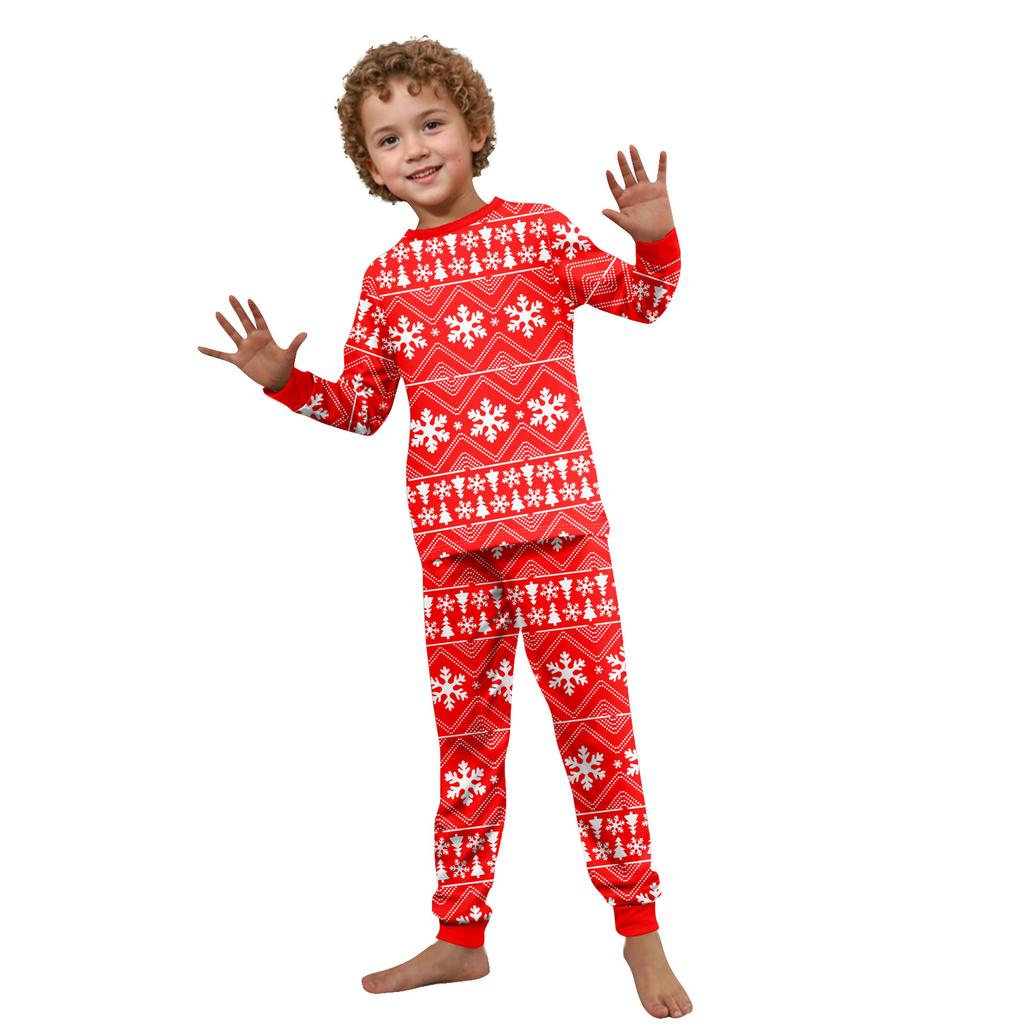 Print Cute Family Set Pajamas, Home Clothes, Family Set Long Sleeve Top Pants Set