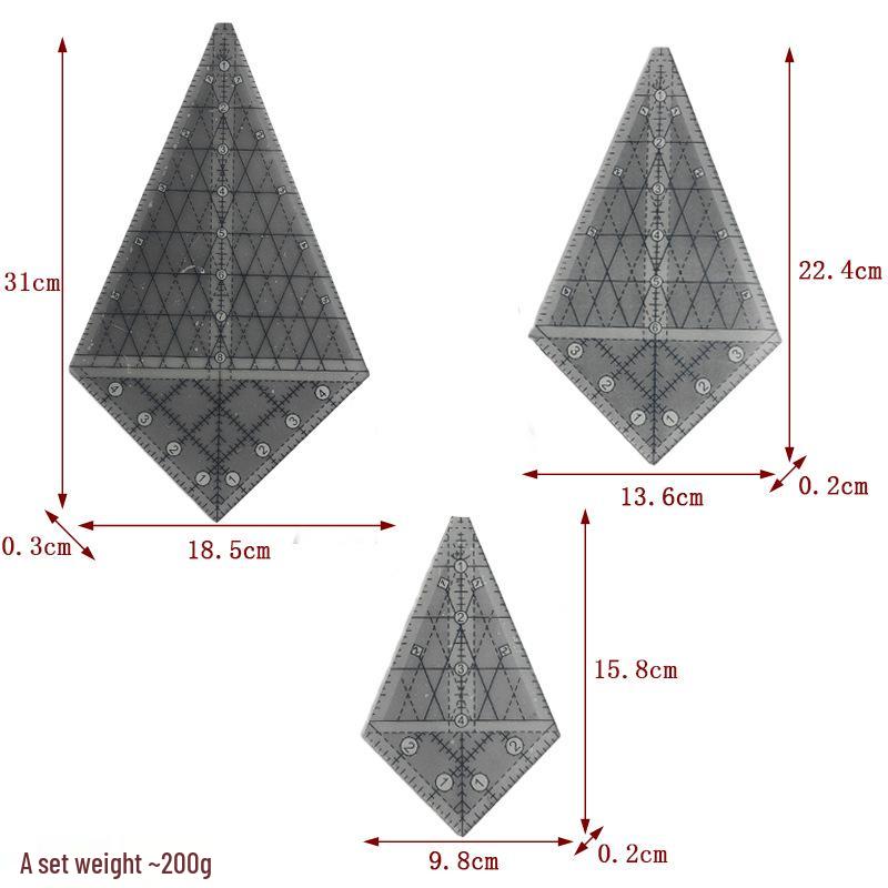 Acrylic Irregular 90° Sewing and Patchwork Ruler for Fabric Cutting