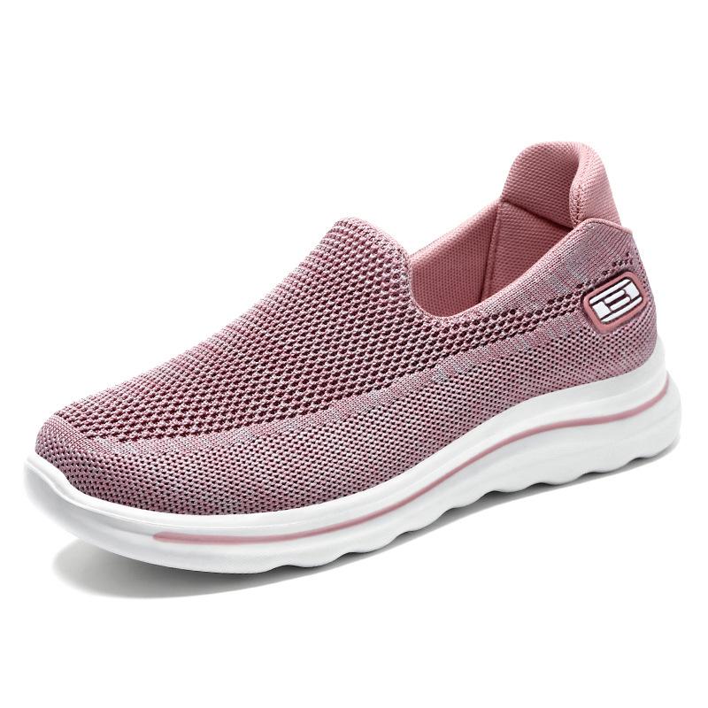 Middle-aged and Elderly Mother Shoes, One-step Flat Shoes, Old Beijing Cloth Shoes, Non-slip Soft-soled Flying Woven Surface Brand Women's Shoes