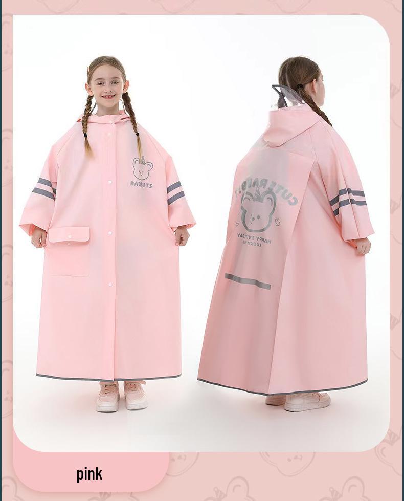 Kids' Long Raincoat with Backpack Compartment - Stormproof Poncho for School, Boys & Girls Plus Size