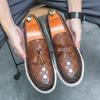 Men's British Style Leather Tassel Loafers - Slip-on, Pointed Toe Formal & Casual Shoes
