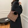 Winter Portable Woolen Plaid Bag Women's 2025 New Fashion Vegetable Basket Bag Versatile Shoulder Messenger Bag