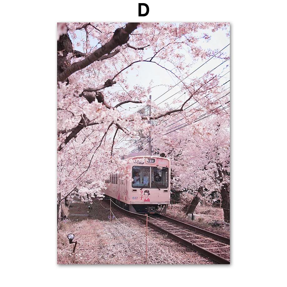 Mount Fuji Pink Sakura Japonská krajina Nástěnné umění Malba na plátno Severské plakáty a obrazy Nástěnné obrazy pro výzdobu obývacího pokoje