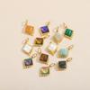CARLIDANA Stainless Steel Colorful Natural Stone Charm Square Shapes Gold Color Pendants Jewelry Making DIY Necklace Accessories