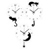 Cat Wall Clock Ornament Cute Simple Gift Mute Unique Fashion Elegant Stylish