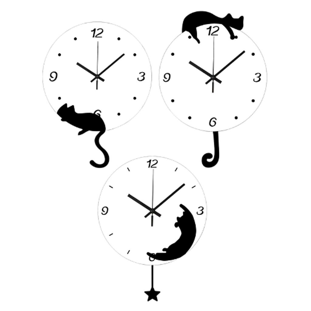 Cat Wall Clock Ornament Cute Simple Gift Mute Unique Fashion Elegant Stylish