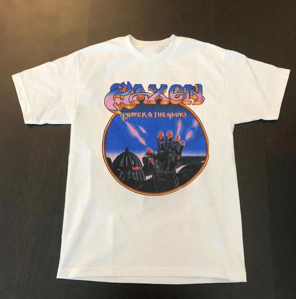 Rare Saxon Band Cotton Short Sleeve White All Size Unisex T-Shirt Unisex T-Shirt L