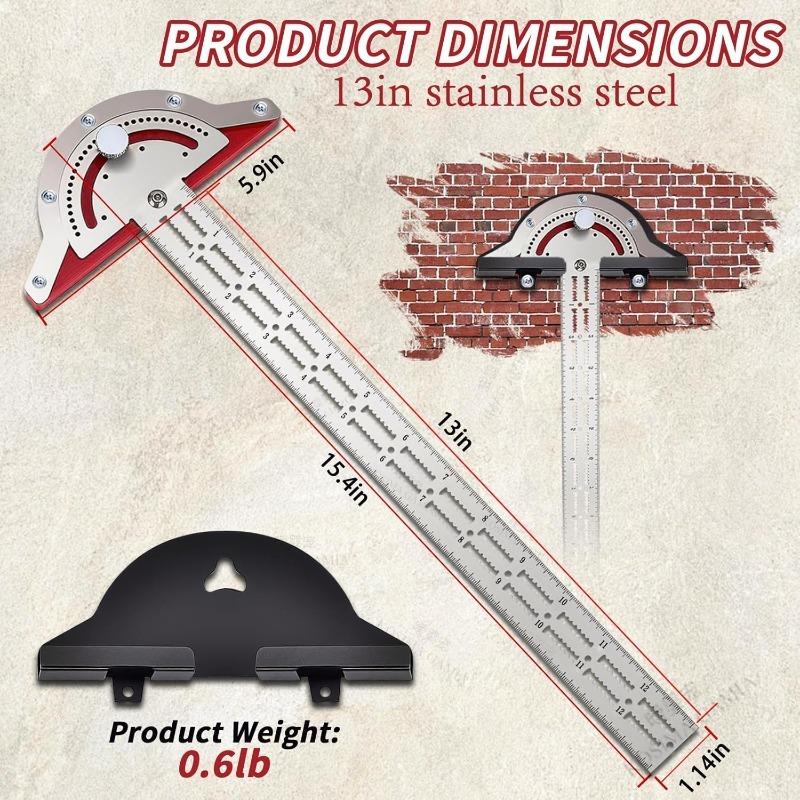 Stainless Steel Protractor Woodworkers Edge Ruler Angle Precision Carpenter Measuring Tool Accurate Long-lasting
